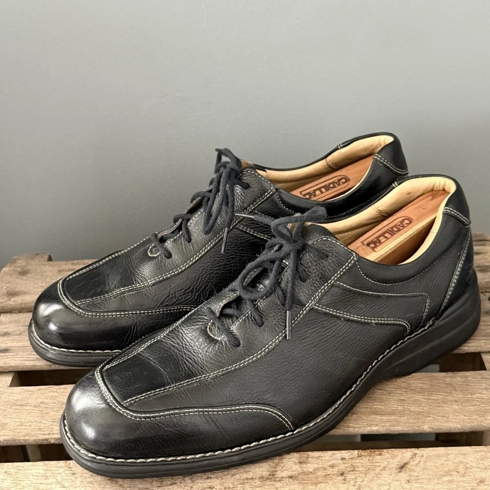 Johnston & Murphy Oxford Shoes Mens‎ 11.5 Black Sheepskin Leather A33